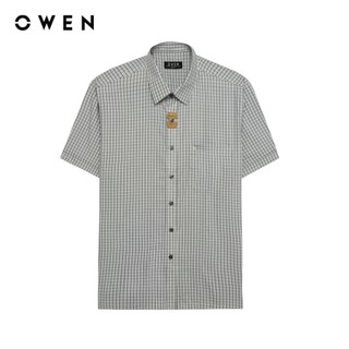 Owen - Áo sơ mi ngắn tay Body Fit AB250065NT màu Xám chất liệu Bamboo poly