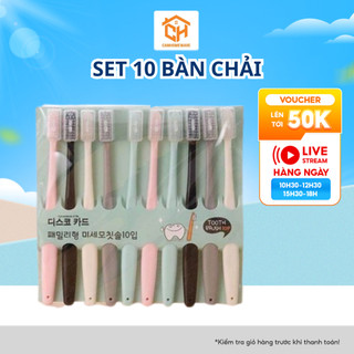 Set 10 Bàn Chải Đánh Răng Mềm Màu Pastel Nhỏ Gọn Phong Cách Hàn Quốc Cam Homeware