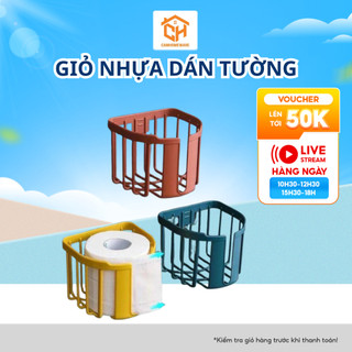 Giỏ Nhựa Dán Tường Đựng Giấy Vệ Sinh 3380 - Giỏ Đựng Đồ Trong Phòng Tắm Cam HomeWare