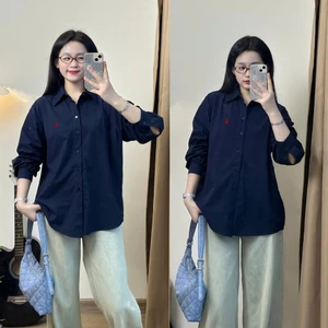 Áo Sơ mi nữ màu xanh than dài tay 247store áo sơ mi đi làm đi học