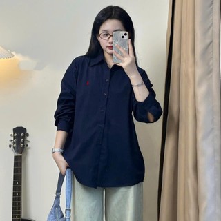 Áo Sơ mi nữ màu xanh than dài tay 247store áo sơ mi đi làm đi học