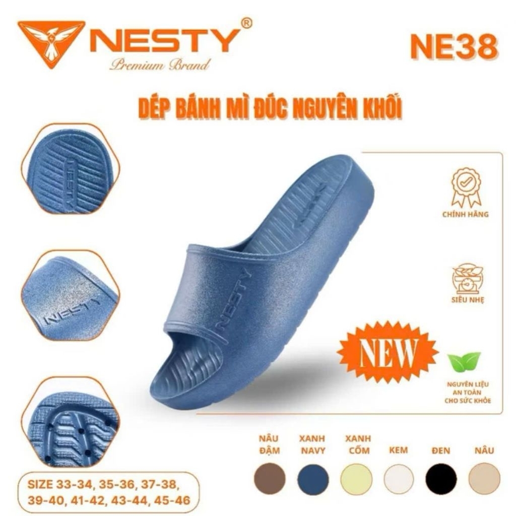 Dép Bánh Mì Đúc Nguyên Khối EVA Nhãn Hiệu NESTY Mã NE38