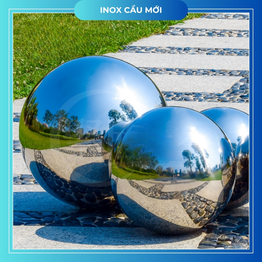 Quả cầu inox 304, sáng bóng như gương, kích thước lớn, trang trí cổng sân vườn nội ngoại thất