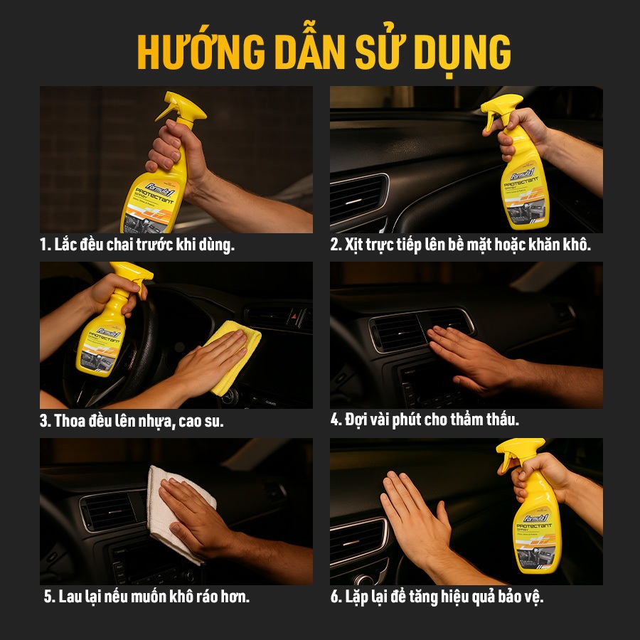 Bảo Vệ & Làm Sạch Nội Thất Xe FORMULA 1 615277 473ml Khử Được Mùi Hôi Trên Xe Ô Tô Xe Hơi Xe Tải