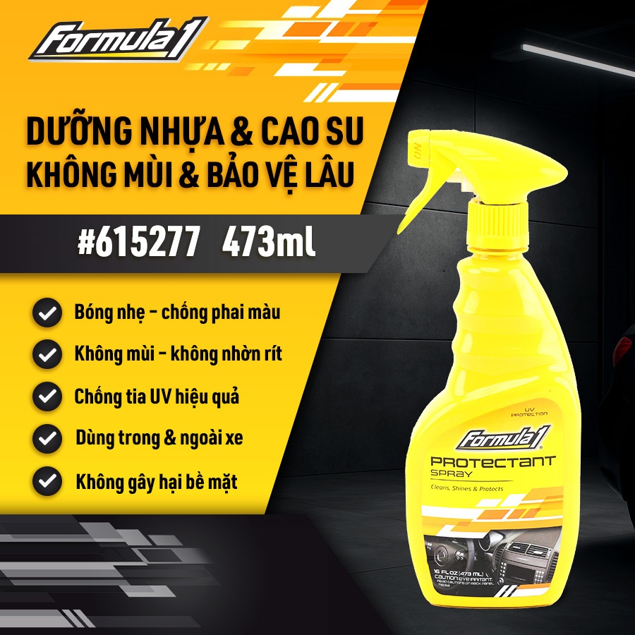 Bảo Vệ & Làm Sạch Nội Thất Xe FORMULA 1 615277 473ml Khử Được Mùi Hôi Trên Xe Ô Tô Xe Hơi Xe Tải