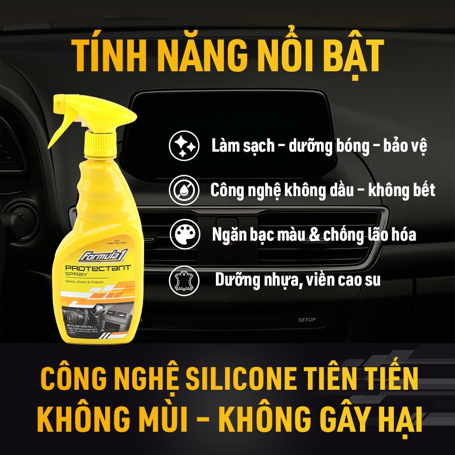 Bảo Vệ & Làm Sạch Nội Thất Xe FORMULA 1 615277 473ml Khử Được Mùi Hôi Trên Xe Ô Tô Xe Hơi Xe Tải