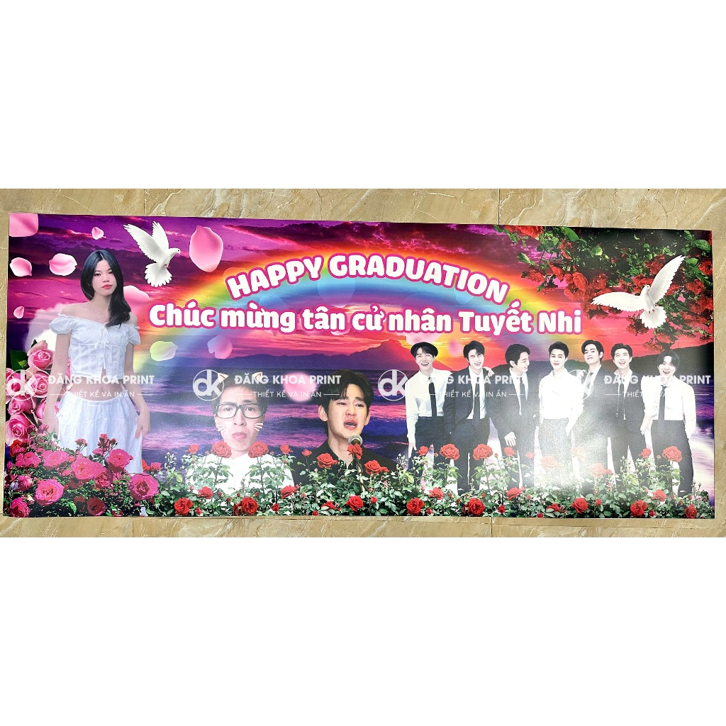 In PP băng rôn, banner tốt nghiệp, cổ vũ, chúc mừng sinh nhật, 20/11 , 8/3 - Free thiết kế - Khách cần gấp nhắn shop