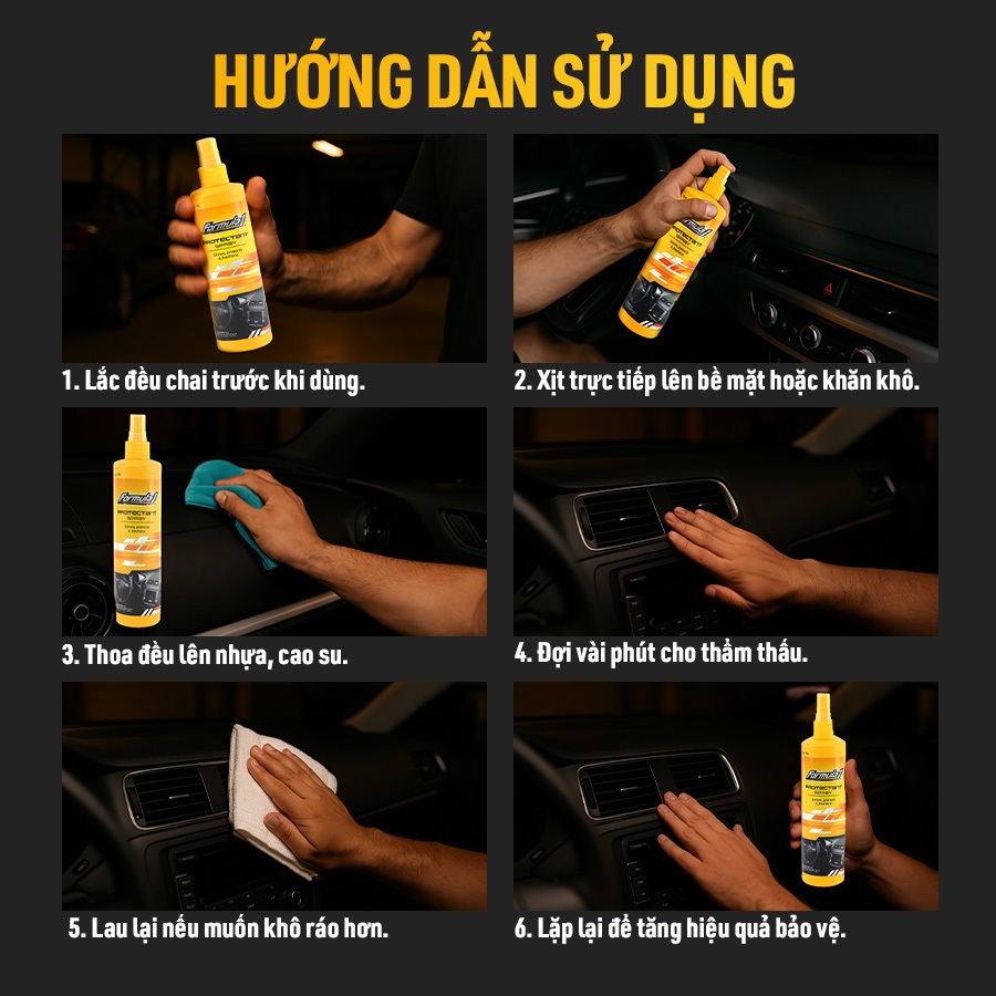 Vệ Sinh Và Bảo Vệ Taplo Xe Dạng Xịt FORMULA 1 615006 295ml Khử Mùi Được Phù Hợp Cho Nhiều Dòng Xe Ô Tô Xe Hơi Xe Tải