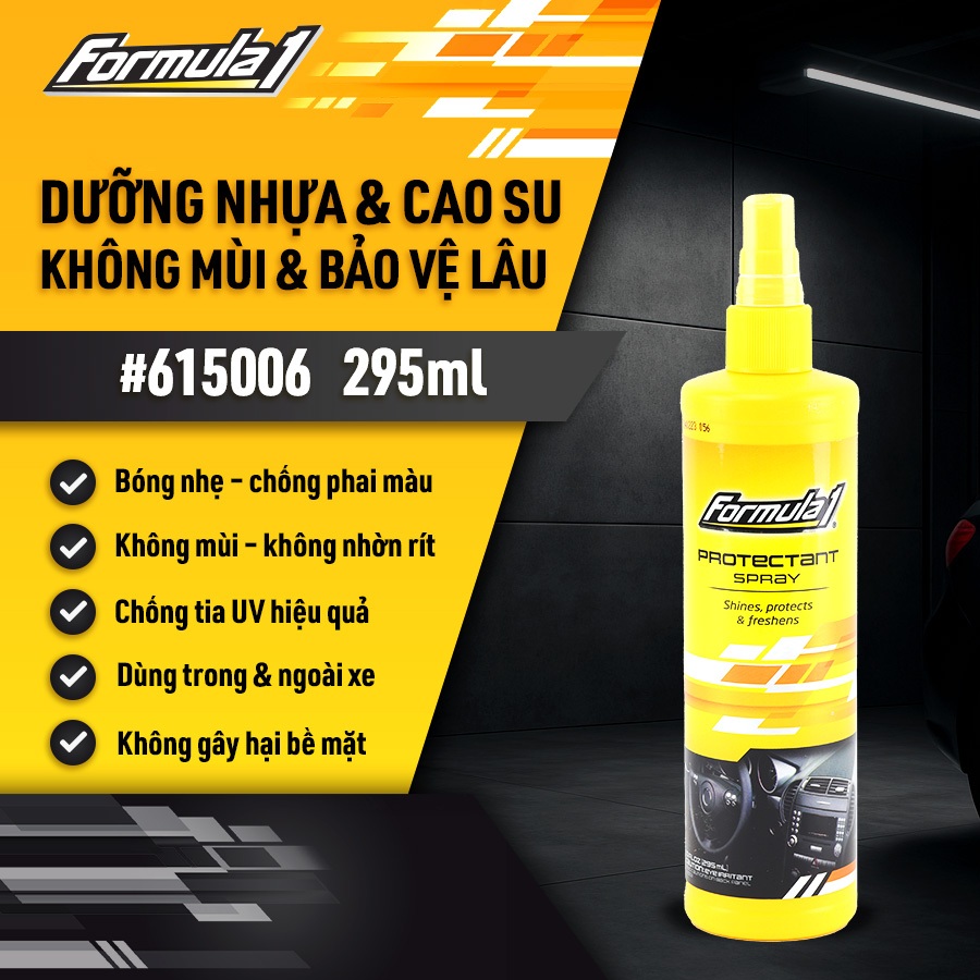 Vệ Sinh Và Bảo Vệ Taplo Xe Dạng Xịt FORMULA 1 615006 295ml Khử Mùi Được Phù Hợp Cho Nhiều Dòng Xe Ô Tô Xe Hơi Xe Tải