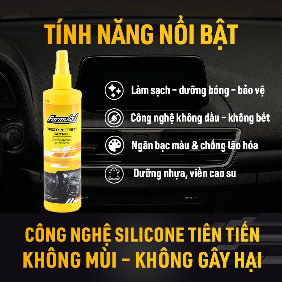 Vệ Sinh Và Bảo Vệ Taplo Xe Dạng Xịt FORMULA 1 615006 295ml Khử Mùi Được Phù Hợp Cho Nhiều Dòng Xe Ô Tô Xe Hơi Xe Tải