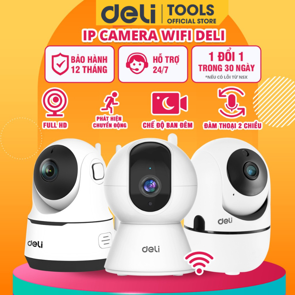 Camera DELI Wifi IpXoay 360 Độ Đàm Thoại 2 Chiều Mắt Nhìn Hồng Ngoại ...