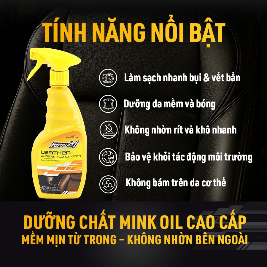 Bảo Dưỡng & Vệ Sinh Mọi Bề Mặt Da Dạng Xịt FORMULA 1 615163 473ml Phù Hợp Cho Nhiều Dòng Xe Ô Tô Xe Hơi Xe Tải