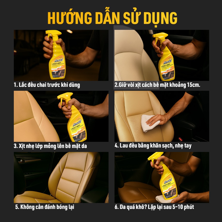 Bảo Dưỡng & Vệ Sinh Mọi Bề Mặt Da Dạng Xịt FORMULA 1 615163 473ml Phù Hợp Cho Nhiều Dòng Xe Ô Tô Xe Hơi Xe Tải