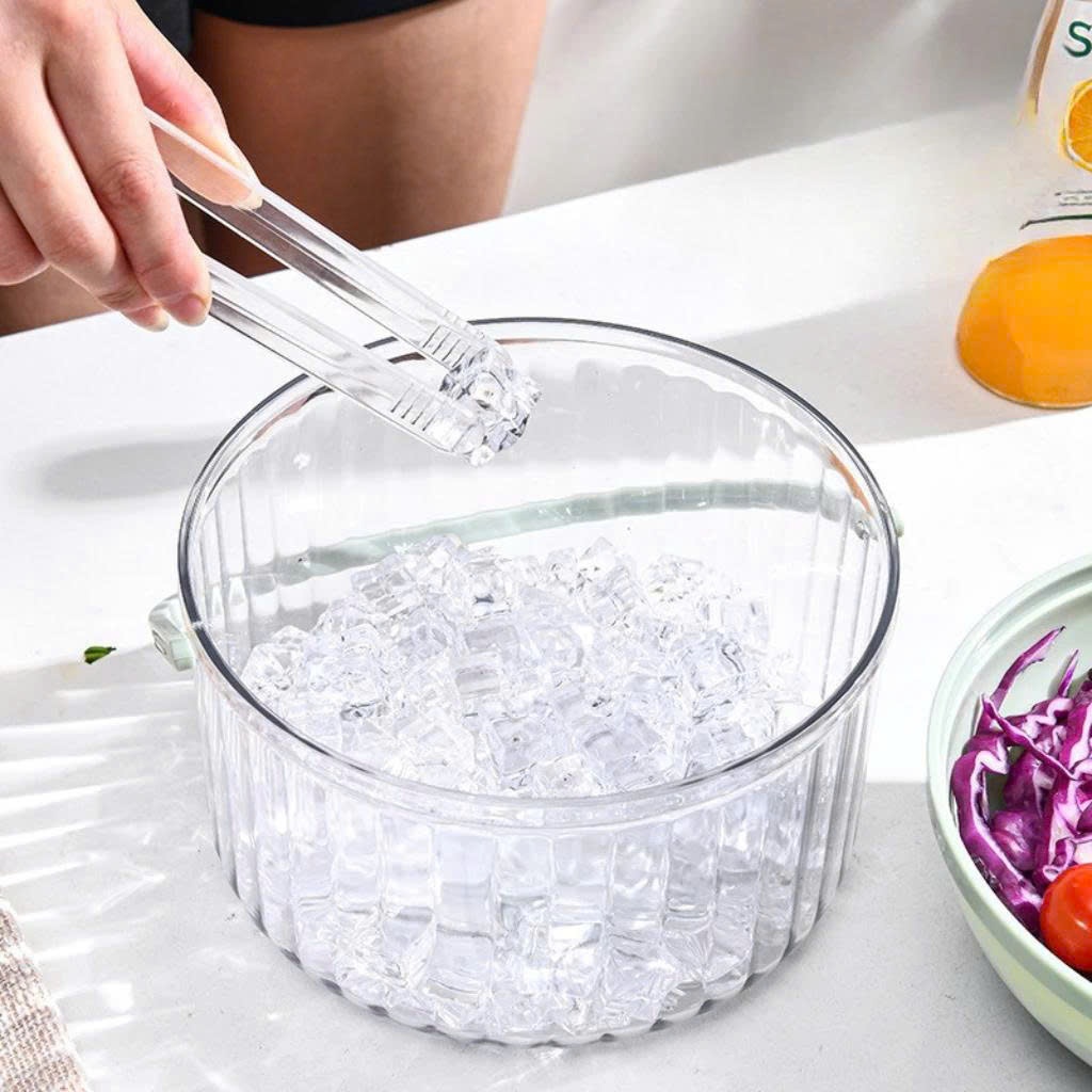 Bát Làm Lạnh Thực Phẩm Đựng Salad, Trái Cây, Hải Sản Kiêm Làm Mát Rư.ợ.u Có Tay Cầm Và Nắp Tiện Lợi
