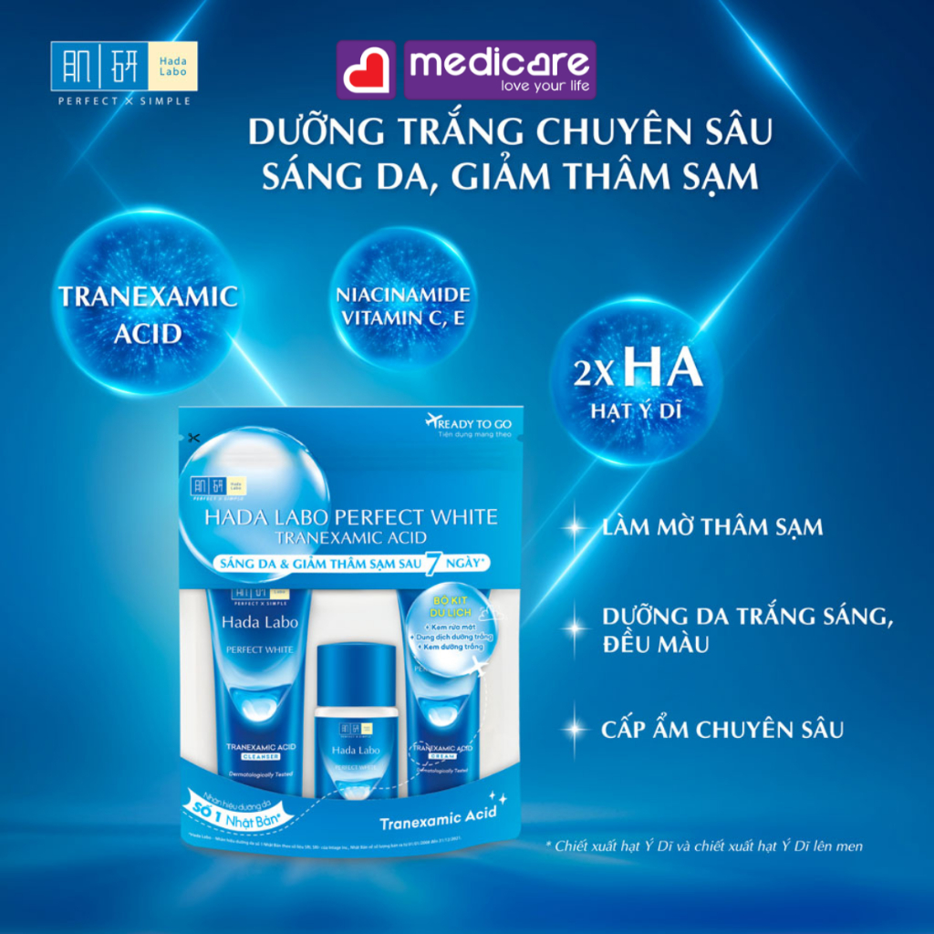 Bộ dưỡng da HADA LABO hỗ trợ sáng da, dưỡng ẩm 47g