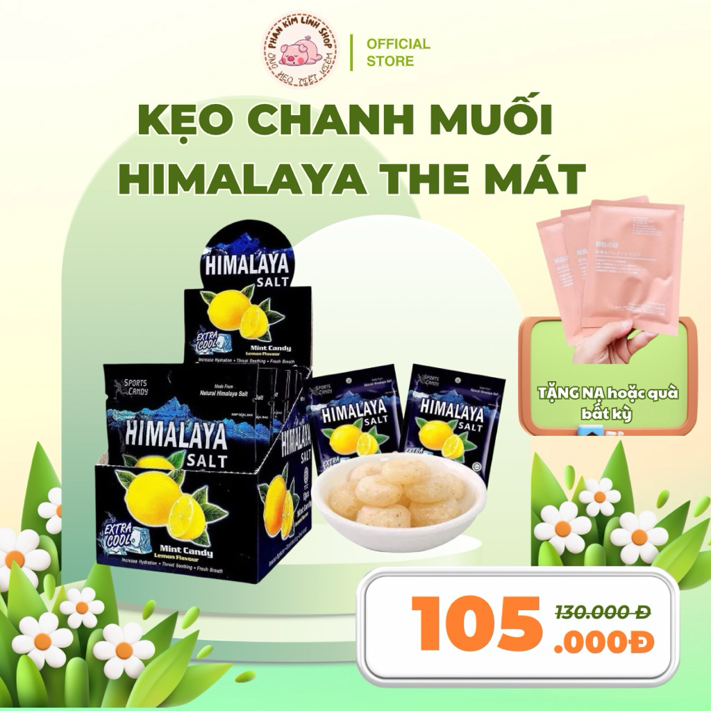 Kẹo chanh muối the mát himalaya hộp 12 gói date mới( hoa toc)