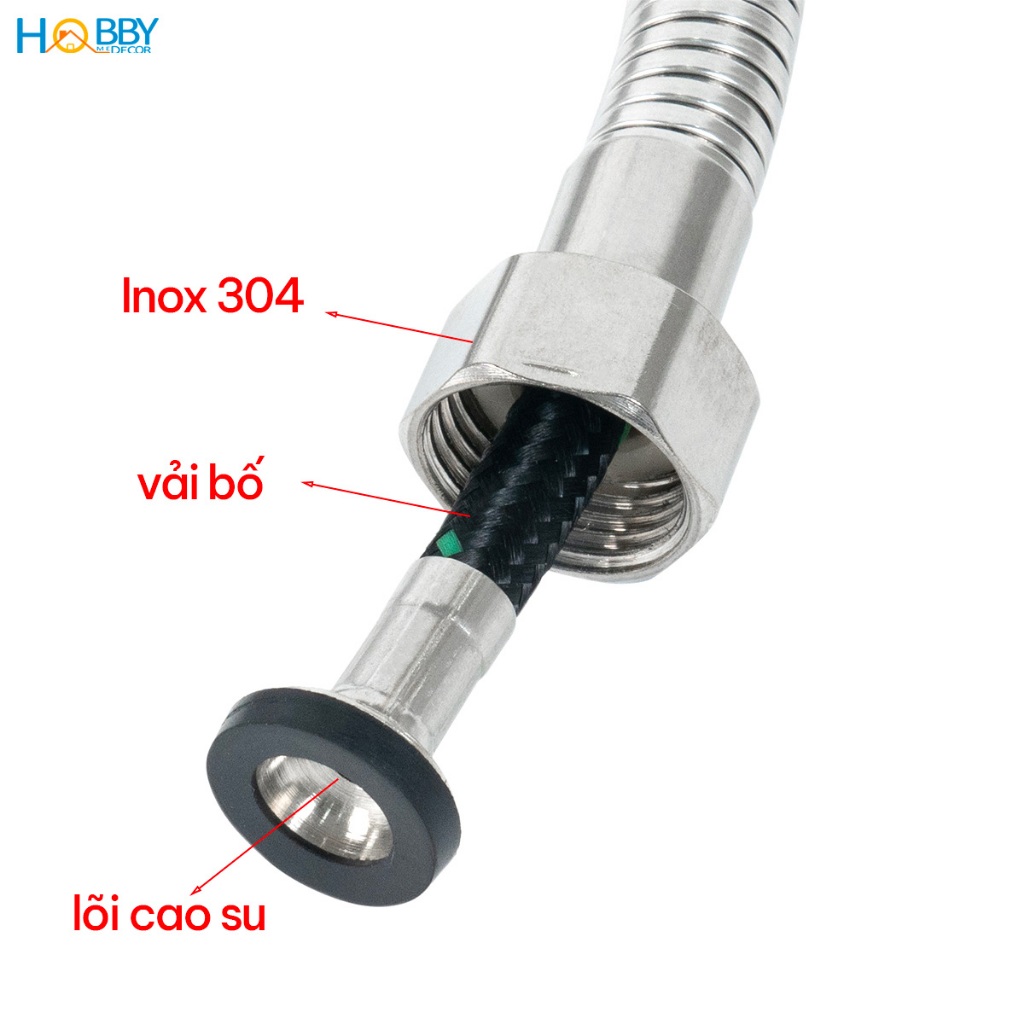 Dây sen tắm 3 lớp chịu áp chịu nhiệt inox 304 Hobby home decor DS