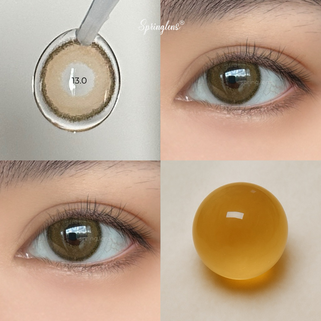 Kính áp tròng Roze Brown tone nâu Beige viền style Hàn Olivia 3 tháng 0-7 độ | Spring Lens