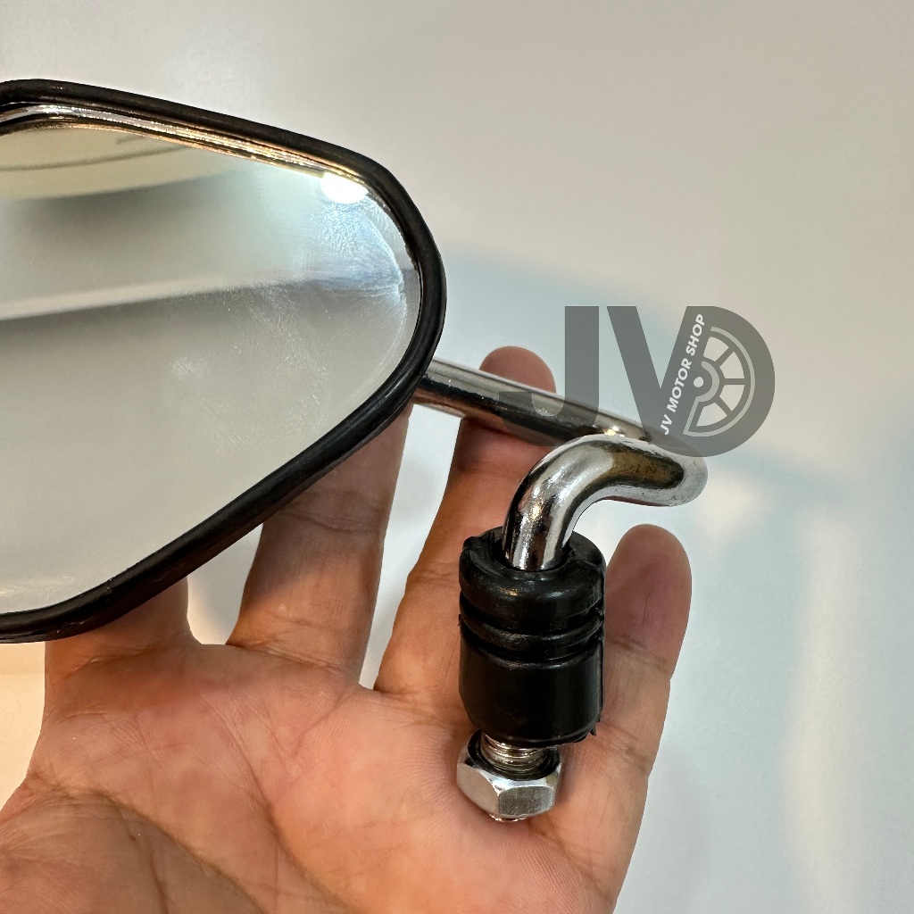 Kính chiếu hậu Sirius/ Exciter/ Jupiter chân cong Xi INOX - ren 10li thuận không rung, góc nhìn rộng