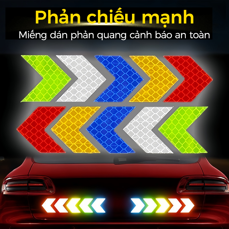 5 Miếng Dán Phản Quang Cảnh Báo Chống Va Chạm Chống Thấm Nước Phản xạ mạnh An Toàn Hình Ngôi Sao Cho Ô Tô, Xe Máy