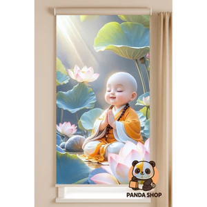 Rèm Cuốn in Tranh Hoa Sen KHông Khoan Tiện Lợi Dễ Lắp Đặt
