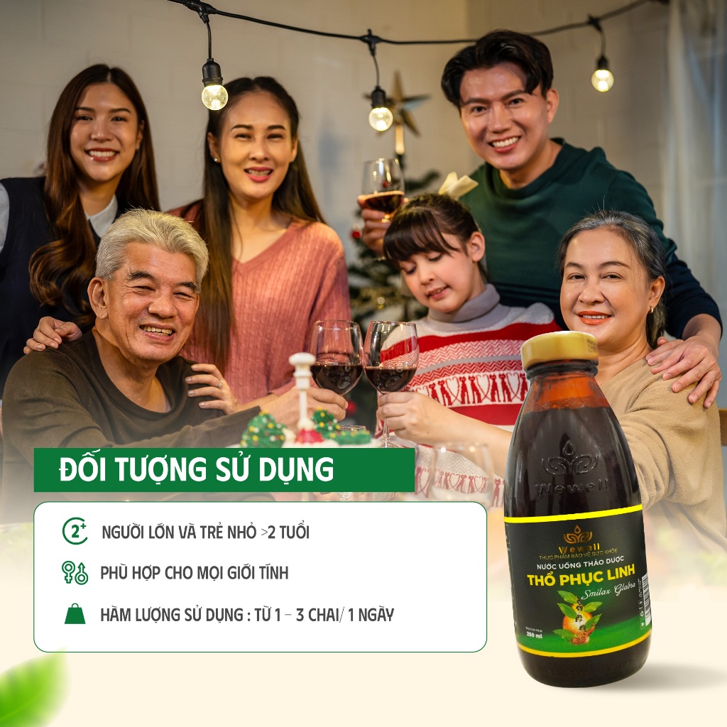 [Thùng 24 chai] Nước uống thảo dược Thổ phục linh [Chai thủy tinh 250ml]