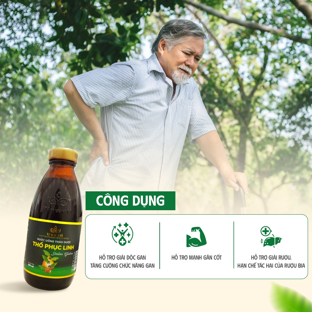 [Thùng 24 chai] Nước uống thảo dược Thổ phục linh [Chai thủy tinh 250ml]