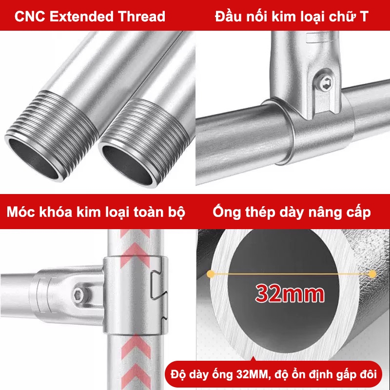 𝐎𝐥𝐢𝐟𝐞 Kệ Treo Quần Ao 2 Tầng Giá Treo Quần Áo Có Móc Chống Gió Sử Dụng Trong Nhà Và Ngoài Trời  Sào Phơi Đồ Ống Thép