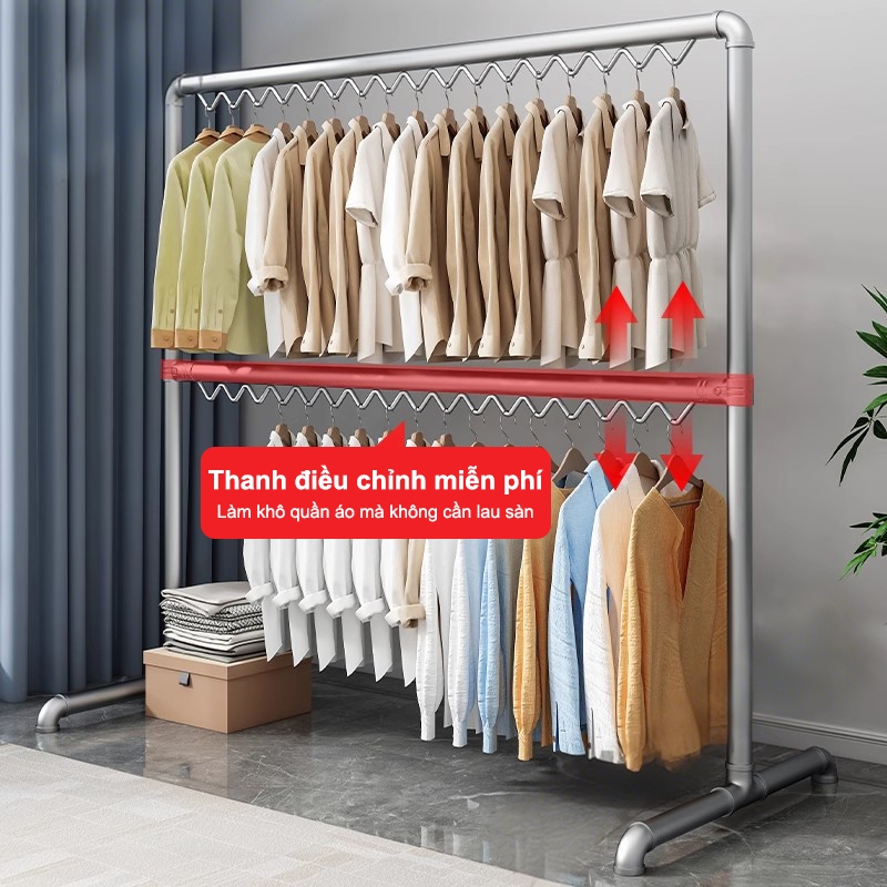 𝐎𝐥𝐢𝐟𝐞 Kệ Treo Quần Ao 2 Tầng Giá Treo Quần Áo Có Móc Chống Gió Sử Dụng Trong Nhà Và Ngoài Trời  Sào Phơi Đồ Ống Thép