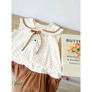 Siêu phẩm Đầm Vintage bé gái Nâu tây Chấm Bi Cổ Thủy Thủ Siêu Xinh – Váy Hàn Quốc Đi Học, Đi Chơi (13-45kg) Vuikids68