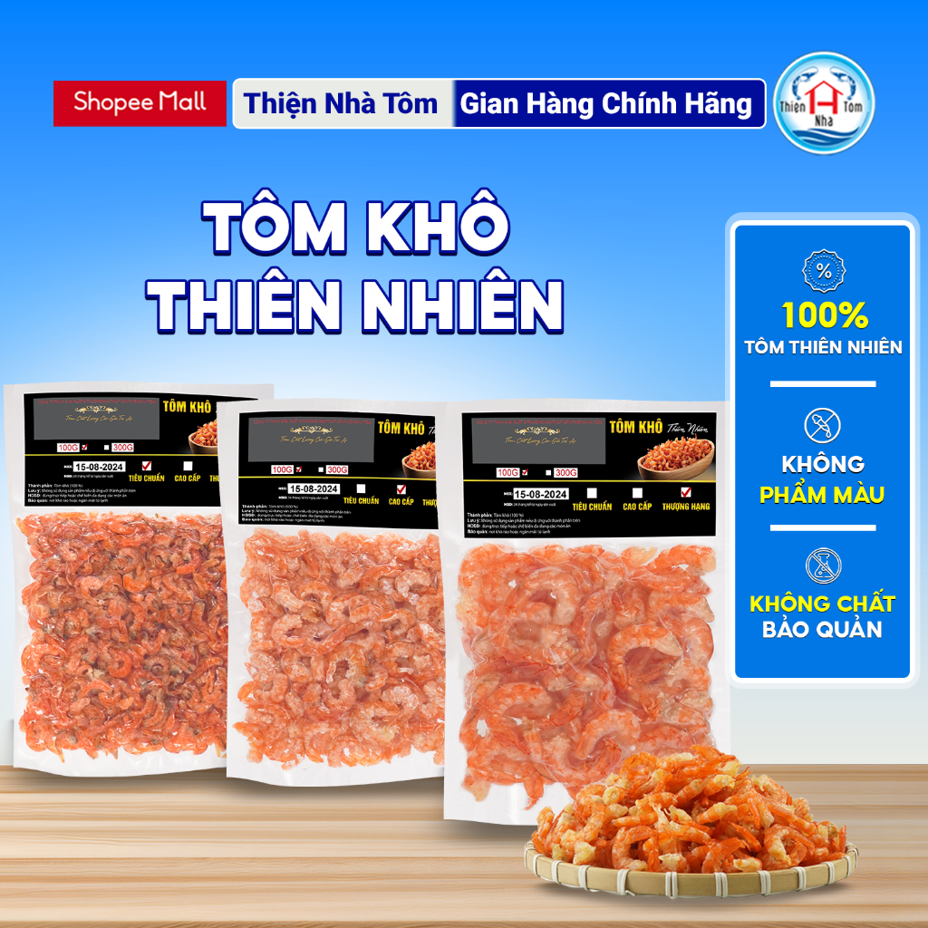 [Túi 100gr-300gr] Tôm khô Cà Mau thiên nhiên Thiện Nhà Tôm an toàn vệ ...