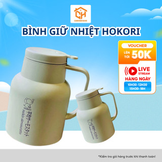 Bình Giữ Nhiệt HOKORI Việt Nhật | Bình Giữ Nhiệt Lõi Thuỷ Tinh 1L, 1.5L Hokori - MSP 3981, 3982 Cam Homeware