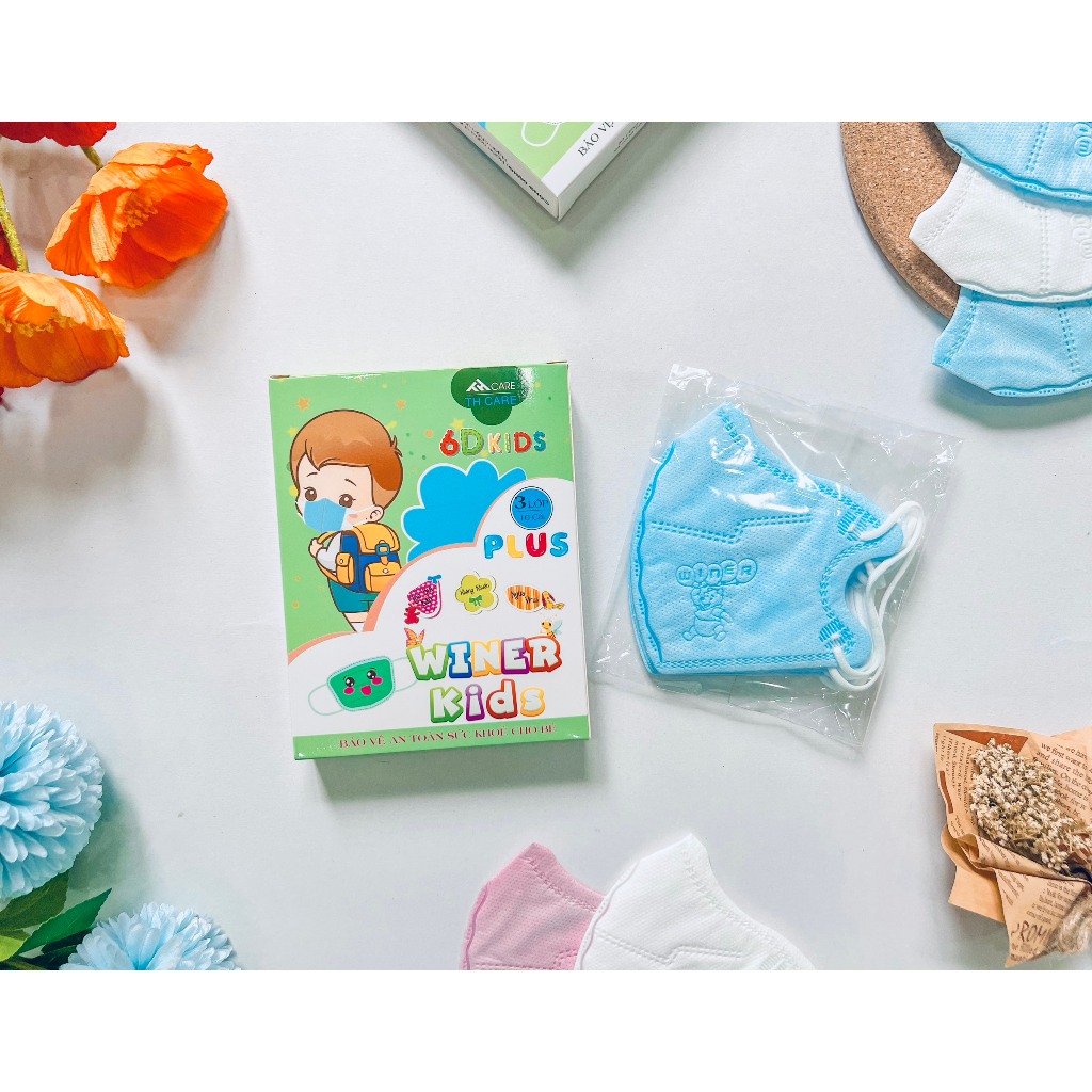 Khẩu trang 3D cho bé Winer Kids - 4 lớp - Hộp 10 cái cho bé 0-4 tuổi (Mẫu mới)