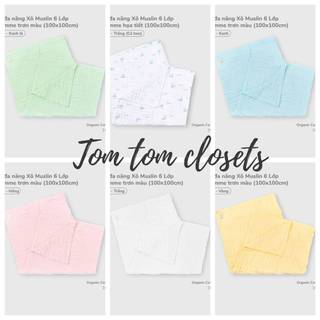 La pomme SS2025 Khăn đa năng Xô Muslin 6 Lớp La Pomme trơn màu (100x100cm) - T7.1
