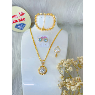 hàng cao cấp Combo trang sức Hoa Mai Kim Tiền mặt tròn đá lớn – hàng đẹp mê, Hàng cao cấp