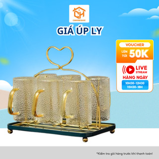 Giá Úp Ly, Giá Úp Cốc Đáy Vuông Tay Cầm Hình Trái Tim Cam Homeware