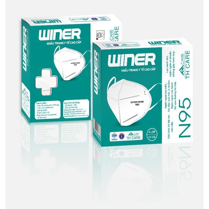 [Chính Hãng] N95 Winer Khẩu trang y tế cao cấp N95 Trắng (1 hộp 10 cái)
