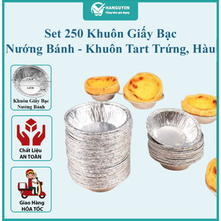 Set 250 Khuôn Giấy Bạc Nướng Bánh – Đế Cốc Lót Khuôn Tart Trứng, Hàu, Thịt Nướng, Thực Phẩm
