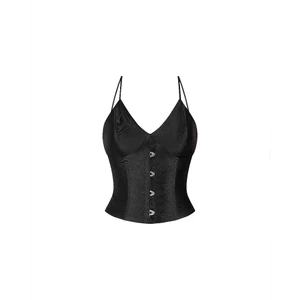 KISS TOP Áo 2 Dây Corset Thắt Eo + BOW CORE MINI SKIRT Chân Váy Đen Đính Nơ Trắng