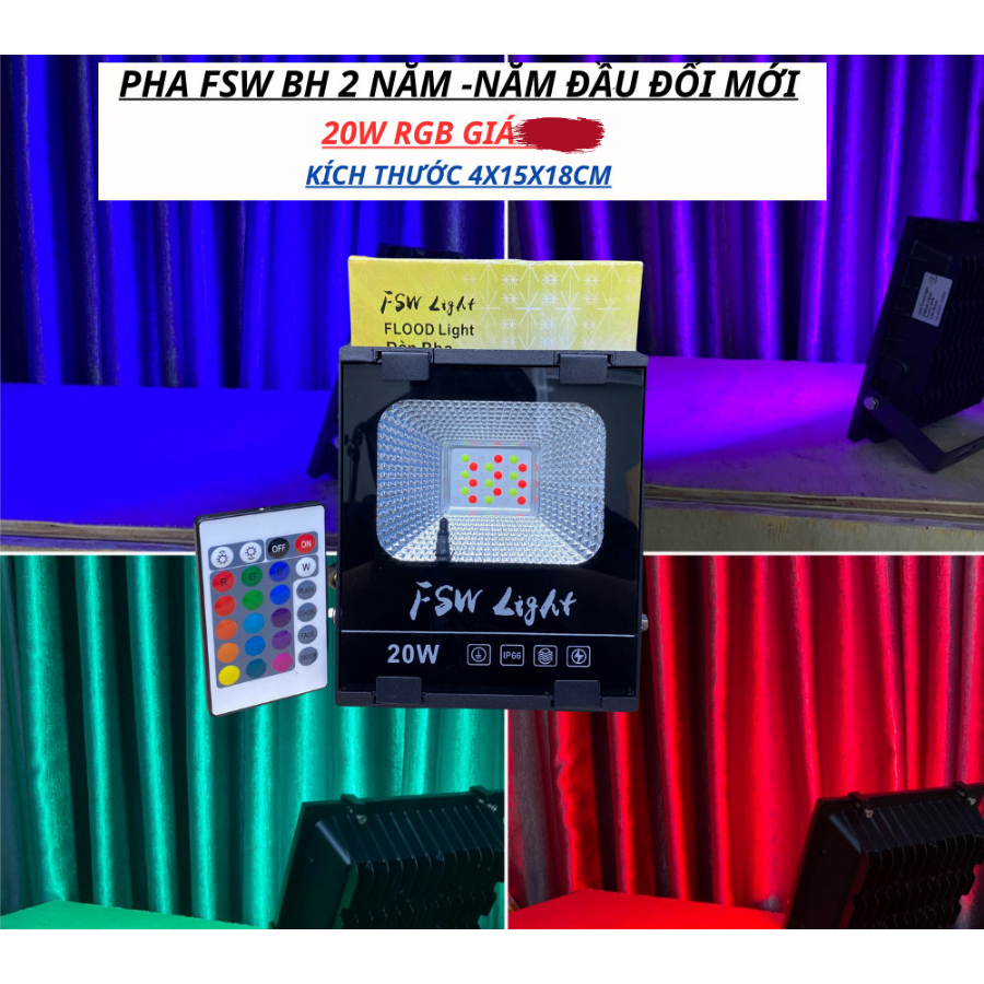 Đèn Pha Led RGB 10w/20w/30w/50w/100w Chống Nước Trang Trí Sân Vườn Tòa nhà Biển hiệu Bảo Hành 1-2 Năm