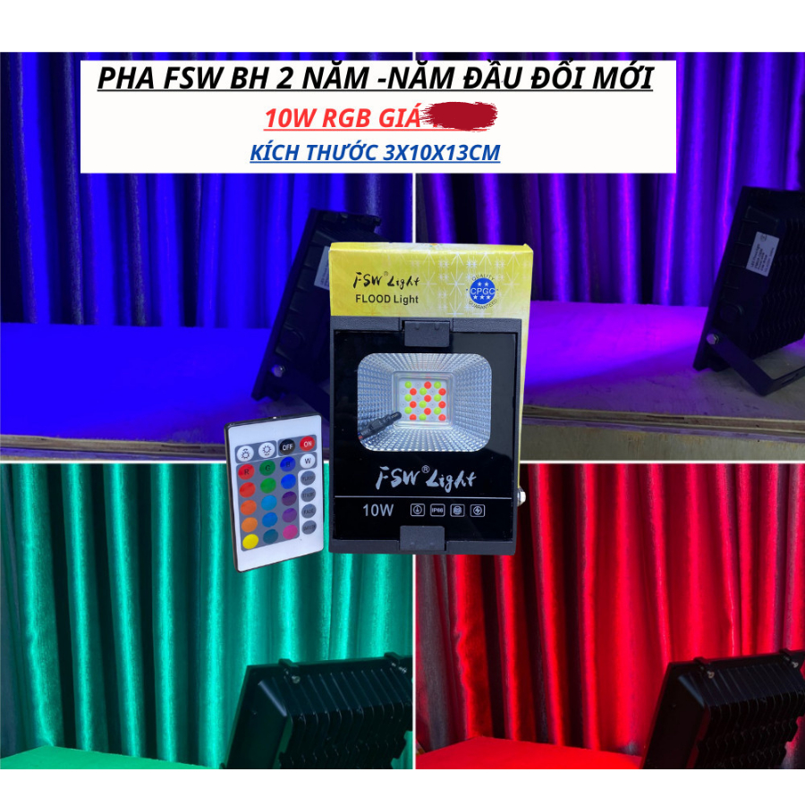 Đèn Pha Led RGB 10w/20w/30w/50w/100w Chống Nước Trang Trí Sân Vườn Tòa nhà Biển hiệu Bảo Hành 1-2 Năm