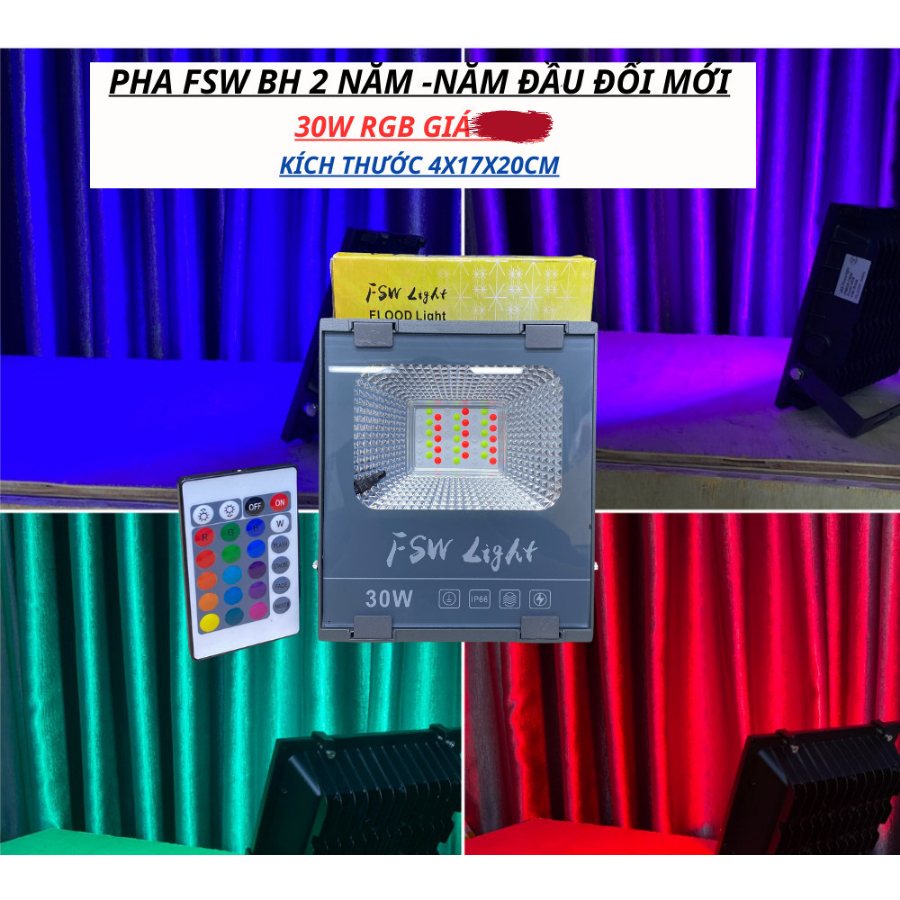 Đèn Pha Led RGB 10w/20w/30w/50w/100w Chống Nước Trang Trí Sân Vườn Tòa nhà Biển hiệu Bảo Hành 1-2 Năm
