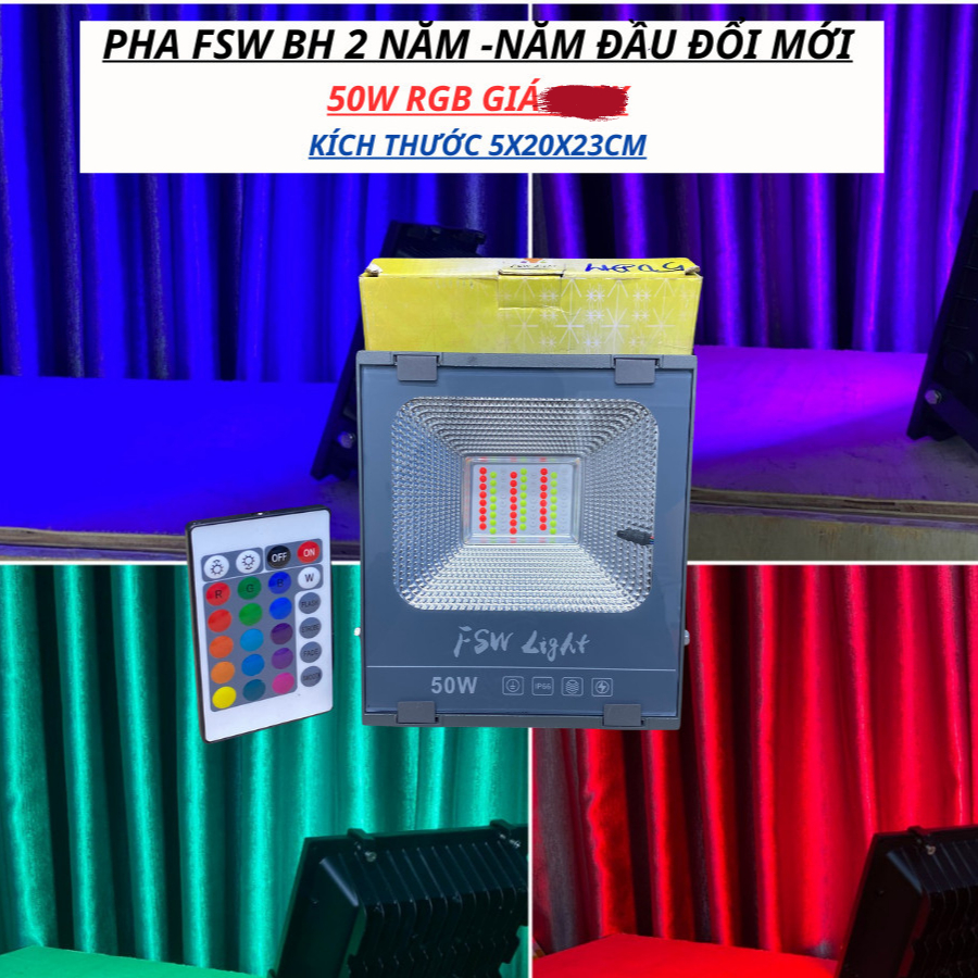 Đèn Pha Led RGB 10w/20w/30w/50w/100w Chống Nước Trang Trí Sân Vườn Tòa nhà Biển hiệu Bảo Hành 1-2 Năm