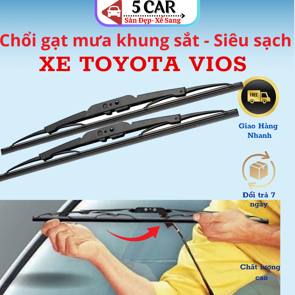 [TSG]Gạt mưa xe Toyota Vios 2008- 2024, 2025- Gạt Khung sắt lưỡi silicon chính hãng- Gạt siêu sạch siêu bền (1 Đôi)