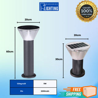 (KÈM QUÀ TẶNG) Đèn Sân Vườn Năng Lượng Mặt Trời Cao 60cm, Đèn Trụ Cổng NLMT Tiết Kiệm Điện Chống Nước BH 1 Năm