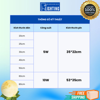 (KÈM QUÀ TẶNG) Đèn Trăng Năng Lượng Mặt Trời Kích Thước 60cm 80cm, Đèn NLMT 3 Màu Led Chống Nước Ngoài Trời BH 1Năm