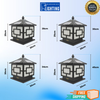 Đèn Trụ Cổng Năng Lượng Mặt Trời Hình Vuông,chất liệu nhựa ABS chống nước chịu nhiệt để ngoài trời