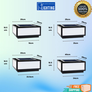 Đèn Trụ Cổng Vuông Năng Lượng Mặt Trời Kích Thước 20cm 25cm 30cm 40cm | Đèn Sân Vườn NLMT Chống Nước BH 1 Năm