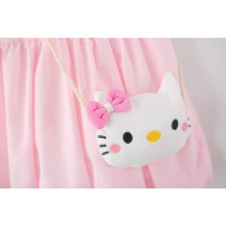 Váy bé gái dáng bí sát nách màu hồng pastel thêu mèo dễ thương 6th-4 tuổi Bí Ngô Nhỏ D1144
