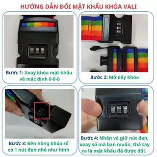 Dây đai vali 2 chiều có khóa số chống bung, dây buộc vali du lịch chắc chắn, dễ nhận diện